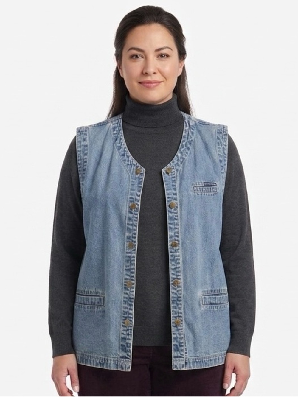 Simon Chang | Vintage Unisex Light Blue Button Down Denim Vest with Pockets